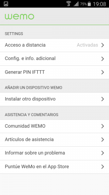 Control de la app WeMo
