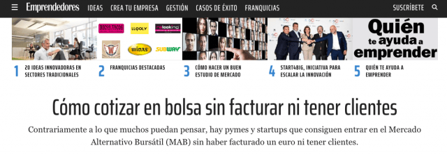 Articulo revista emprendedores con declaraciones de Juan Jesús Velasco sobre financiación de startups