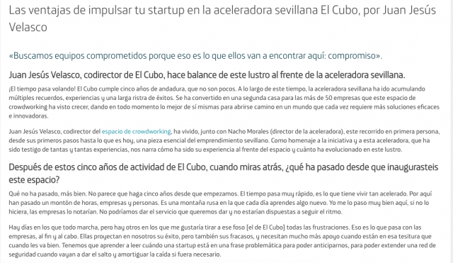 Entrevista juan jesus velasco en El Cubo por el 5º aniversario