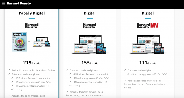 Harvard Business Review precios señuelo