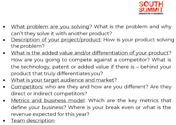 Elevator pitch south summit