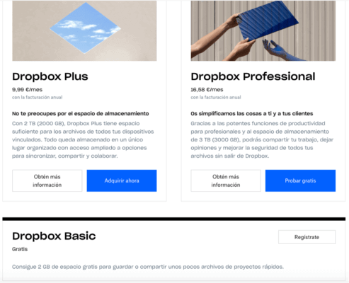 Dropbox freemium suscripción